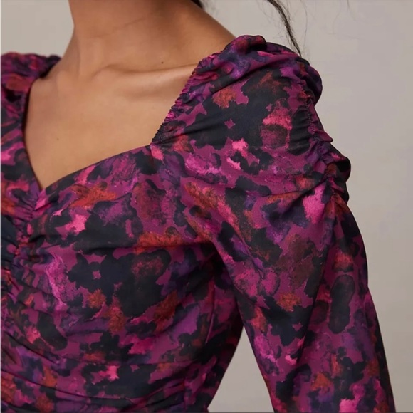 EUC Anthropologie Samant Chauan floral ruched blouse S - Picture 3 of 14